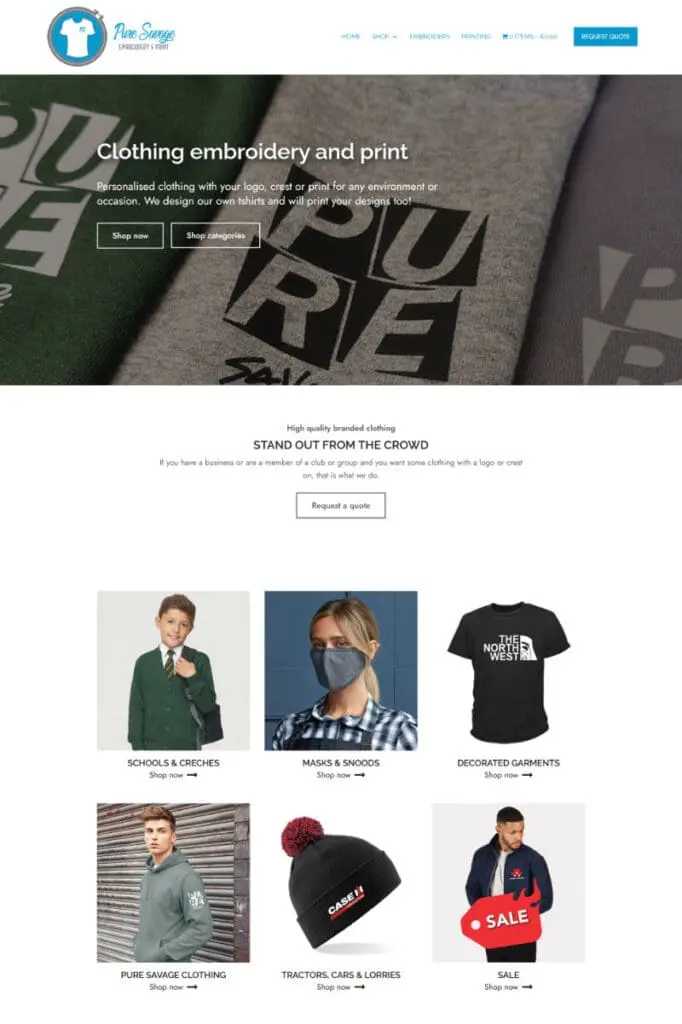 A screenshot of an ecommerce website rebuilt using grant from the Trading Online Voucher scheme in Ireland