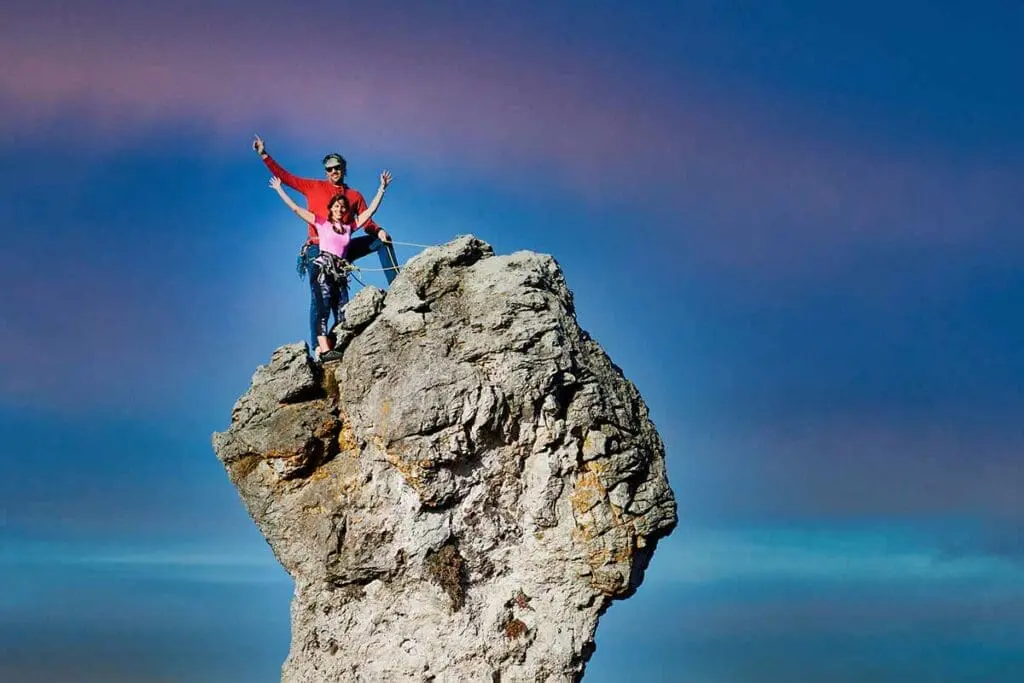 Climbers at the top of a climb