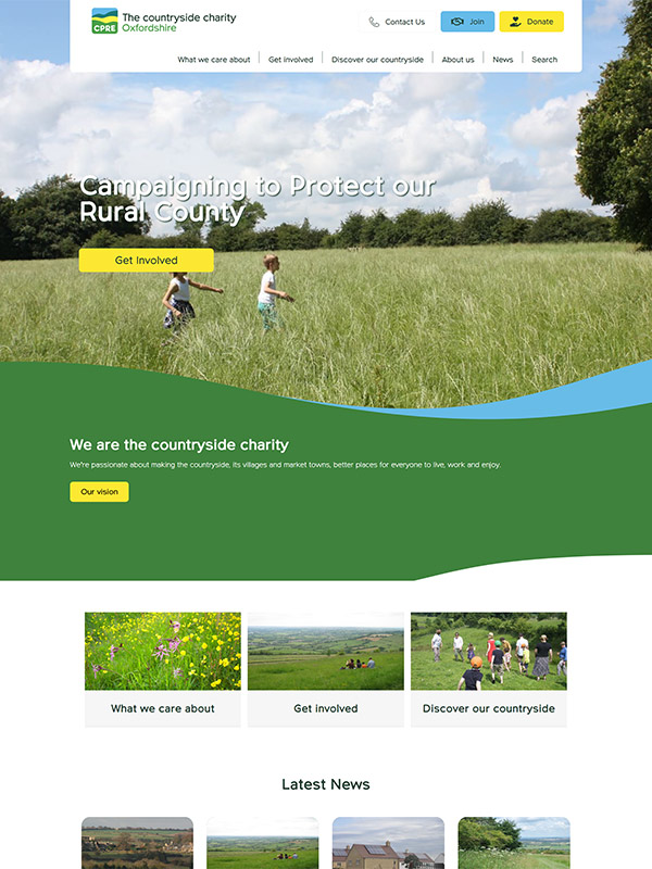 Screenshot of the CPRE Oxfordshire website