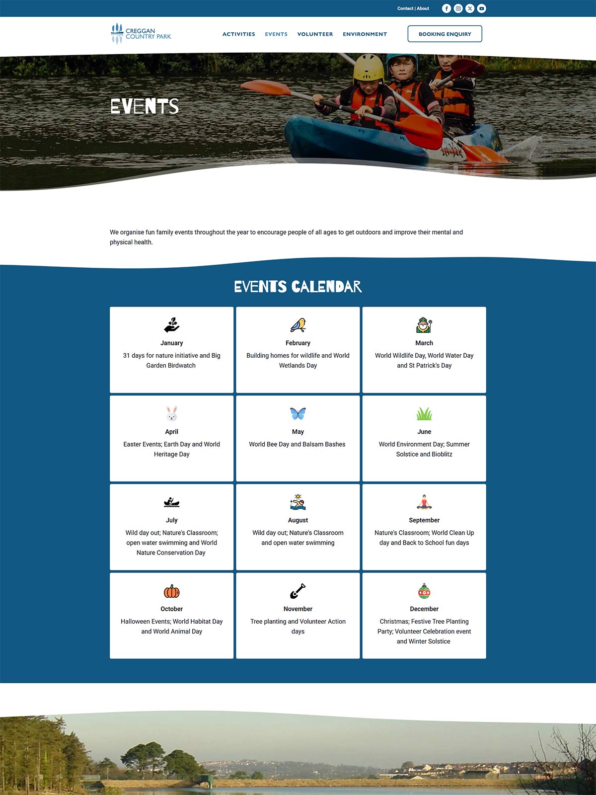 Screenshot of Creggan Country Park's events summary page