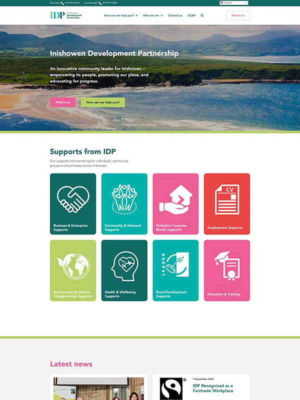 Screenshot of Inishowen Artists' Retreat and Studio website